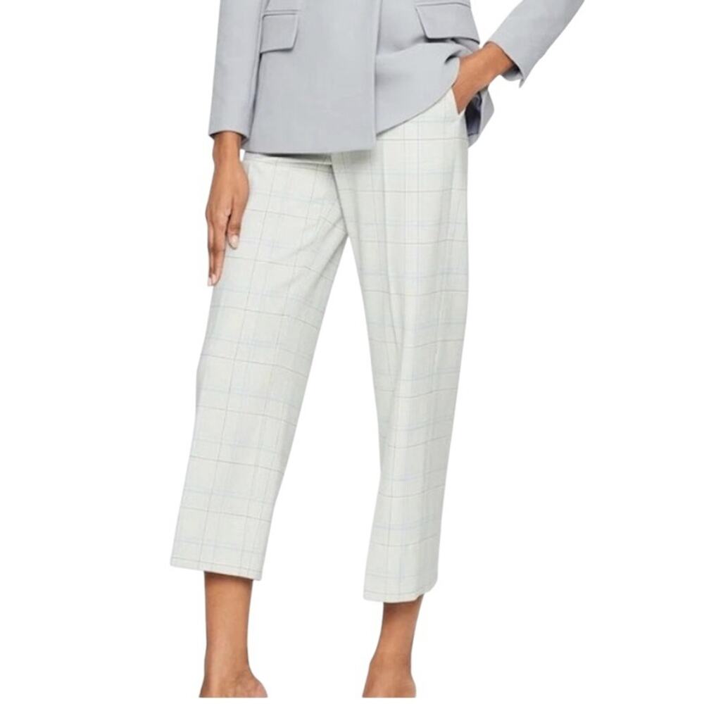 Club Monaco Enamel Ring Wool Blend Plaid Straight Leg Cropped Pants 10